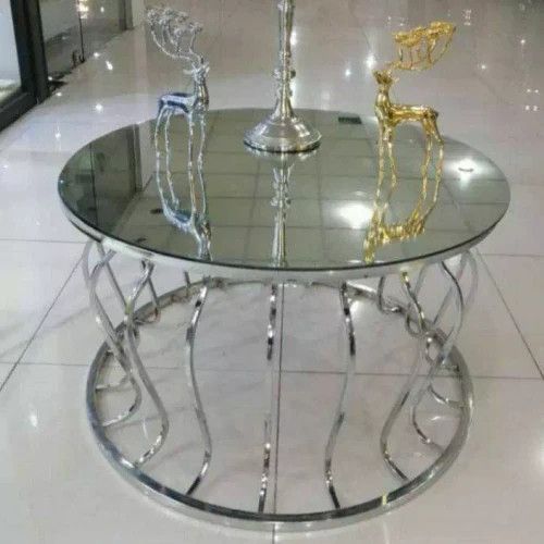 میز جلو مبلی عسلی قهوه خوری پاف مدل گلدانی کروم