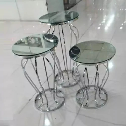 میز جلو مبلی عسلی قهوه خوری پاف مدل گلدانی کروم