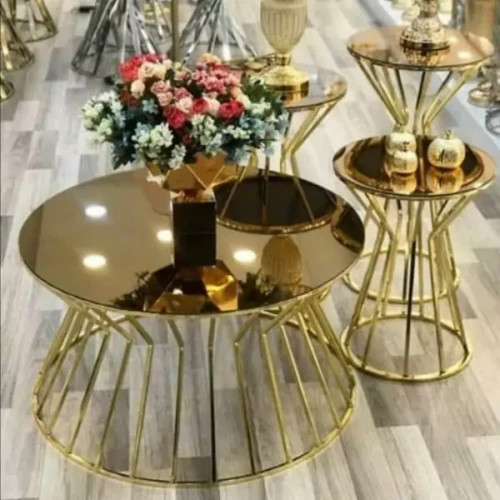 میز جلومبلی عسلی قهوه خوری پاف مدل چتری فورتیک طلایی