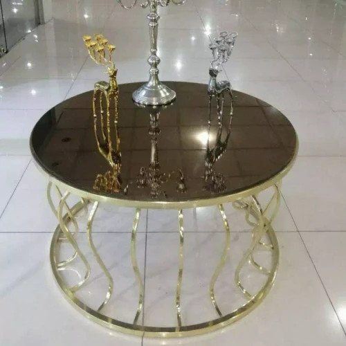 میز جلومبلی عسلی قهوه خوری پاف مدل گلدانی فورتیک طلایی