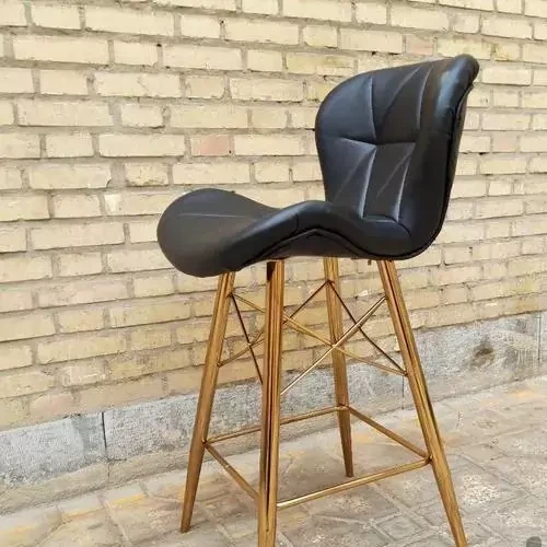 صندلی اپن کانتر جزیره بار پیشخوان مدل پایه ثابت بلند زین اسبی طلایی